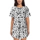 thumbnail image 1 of Fotbe Black Footprints Conjunto de Pijama Estampado para Mujer, 2 Piezas, Ropa de Dormir con Camiseta de Manga Corta y Shorts Suaves-X-Large, 1 of 6