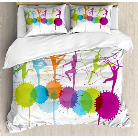 Gymnastics Duvet Cover Set King Size Rhythmic Gymnastics Themed