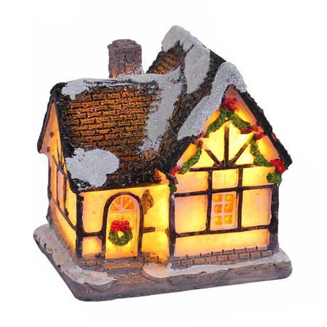Decoración navideña de resina para casa, decoraciones, micropaisajes, regalos, manualidades navideñas, luz cálida LED, decoración navideña para casa de resina, decoración navideña, escritorio para el
