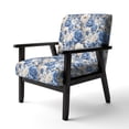 thumbnail image 3 of Designart "Élégance Néo-Victorienne : Motif Roses Bleues II" Chaise d'Appoint Rembourrée Motif Roses Bleues - Fauteuil Cottage pour Salon, 3 of 7