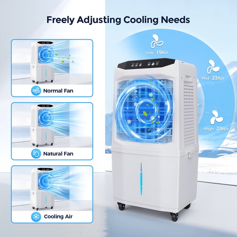 FUKA　COOL FAN WE20FS7S TYPE-S Evaporative Air Cooler,1500 CFM Portable Air Cooler Fan with 4 Ice