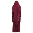 thumbnail image 3 of IBTOM CASTLE Women's Muslim Prayer Dress Hijab Scarf Prayer Abaya Maxi Islamic Modest Cardi Robe Wine Red, 3 of 7