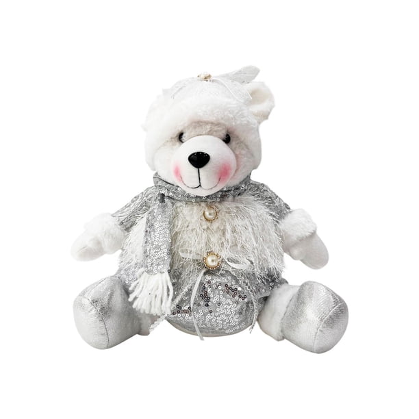 Decoración Muñecos Oso Polar Navideños de Peluche 32 cm blanco