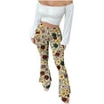 thumbnail image 2 of Gamivast Yoga Leggings for Women Flare Floral Print High Waisted Tummy Control Pants Y2K Casual Pull on Streetwear Pants Holiday Beach Bottoms, 2 of 7