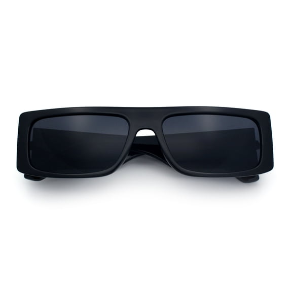 SA106 Mens Slim Rectangular Sunglasses Luxe Thick Arms / Shiny Black