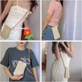thumbnail image 3 of Bolsos de hombro de color caqui, bolsos tejidos de paja informales para mujer, bolsos cruzados tejidos, bolsos para teléfono móvil, 3 of 5