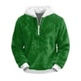 thumbnail image 2 of Havenx Christmas Sweatshirts for Men 1/4 Zipper Fuzzy Flannel Long Sleeve Hoodies Big and Tall Soild Color Santa Humor Hoodies Fleece Zipper Xmas Pullover Tops,Dark Green S, 2 of 4