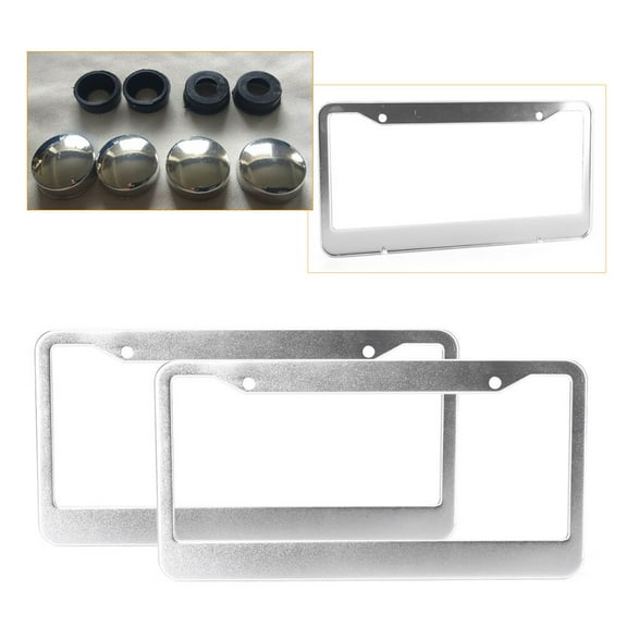 ZS Silver 4 Holes Car License Plate Frame Holders For US CA Vehicles Stainless Steel 2Pcs