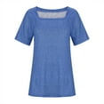 thumbnail image 6 of VERUGU Womens Tops Short Sleeve Square Neck Shirts Summer Solid Loungewear Plain Base Tee Casual Loose Comfy Tunic Blouses for Leggings Blue XXL, 6 of 6
