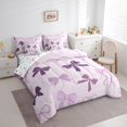 thumbnail image 2 of spefrowx Purple Line Bowknot Twin Bedding for Kids, Kawaii Star Print Bedding Comforter Set, Stars Reversible, 7 Pieces, 2 of 6