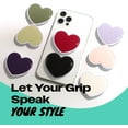 thumbnail image 3 of OnTheGrip Cute Solid Macaron Color Heart Shape Collapsible Mobile Phone Grip Stand Holder for Smartphone Tablet Cell Phone Accessory (Black), 3 of 4