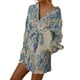 thumbnail image 4 of VISgogo Vestido de camisa con botones para mujer, mini vestido plisado de manga larga con cuello en V y cinturón VISgogo moda, 4 of 9