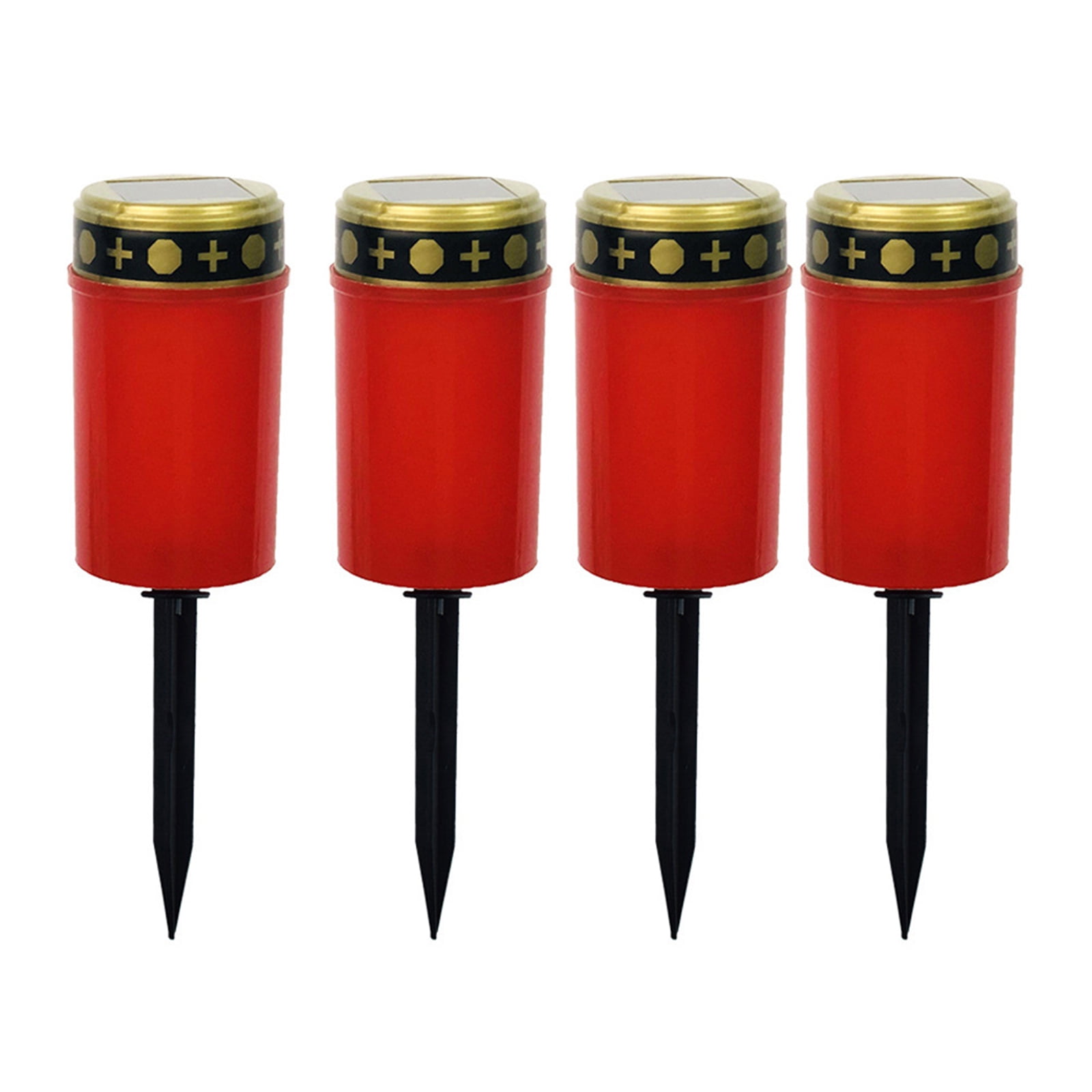4 x LED Grave Candle Lamp Grave Candles LED Flickering Red Cemetery