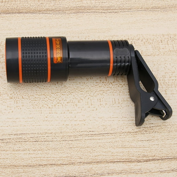 HOMEMAXS Universal 12X Telephoto Lens for Smartphone with Adjustable Focus and Improved Imaging Quality ABS Black