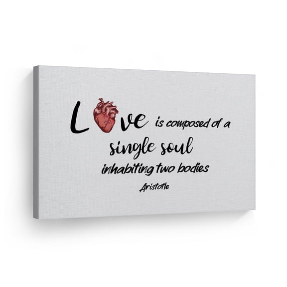 Smile Art Design Love is composed of a single soul inhabiting two bodies Aristotle Canvas Print Motivational and Inspirational Quote Wall Art Home Decor Gift Made in USA 30x40