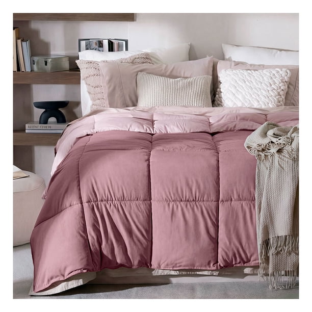 Edredón King Size Acolchado Reversible Esquimal Relleno Down, Compatible Con Funda Duvet Vino Rosado - Rosa