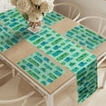 thumbnail image 2 of Ambesonne Camper Table Runner & Placemats, Squares and Caravans, Placemat 4 pcs + Runner 12"x90", Mint Green Green, 2 of 2