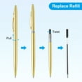 thumbnail image 3 of Uxcell Slim Metallic Ballpoint Pen, Retractable Writing Pens with Clips for Business Office Wedding Guest Style 2 Golden, 3 of 6