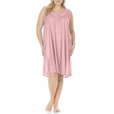 

EZI Nightgowns for Women - Soft & Breathable Satin Night Gowns for Adult Women - Medium to Plus Size Womens Sleep Shirts - Knee-Length Nightgown