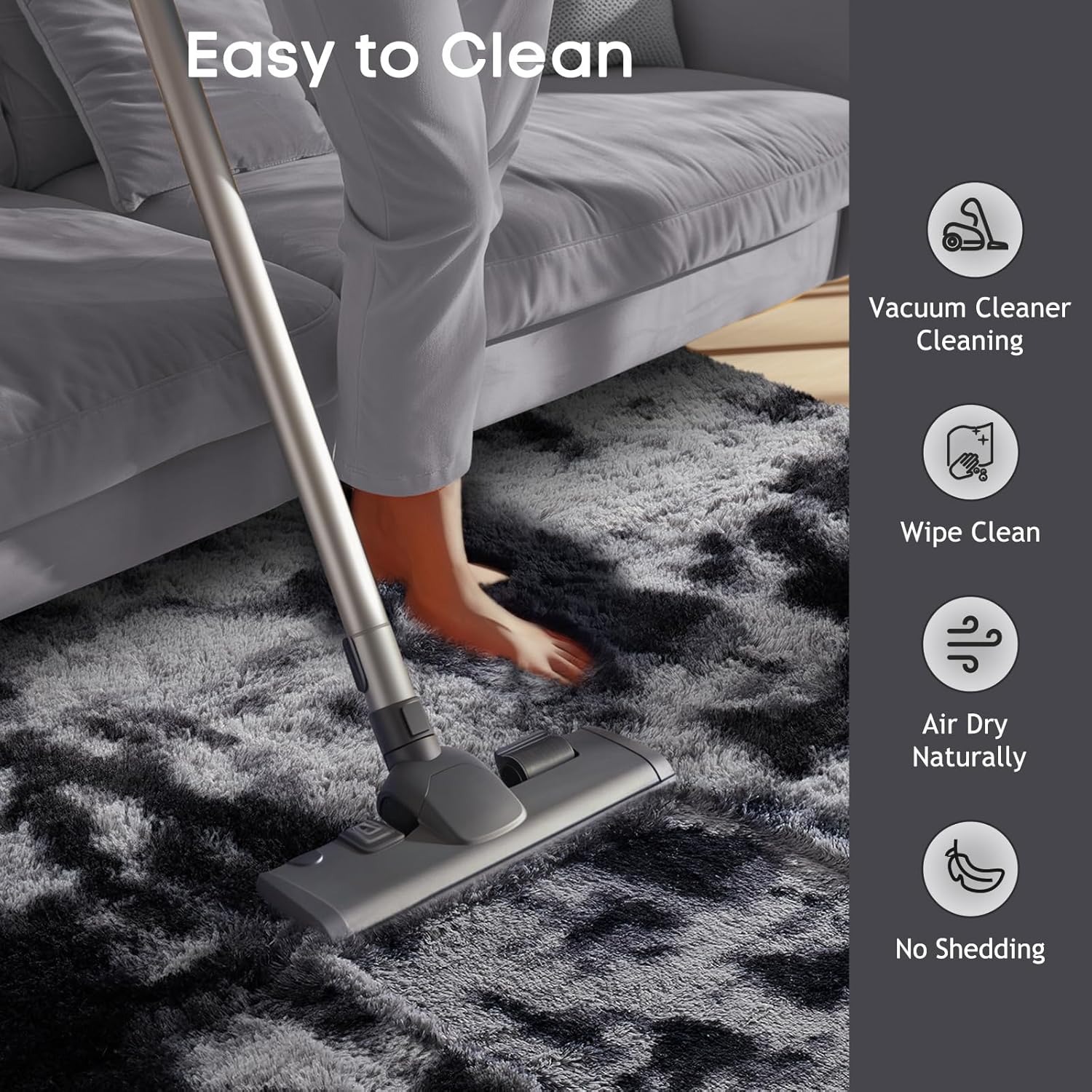 Shag Area Rug, Soft Fluffy Area Rugs for Living Room Bedroom Decor Carpet, Light Gray