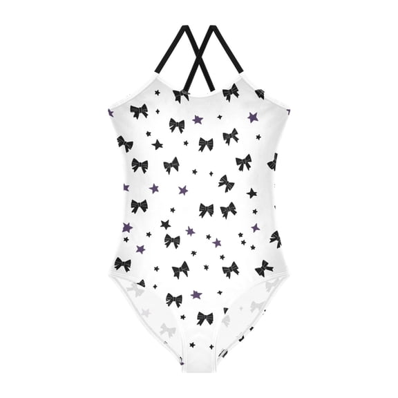 Spaghetti Strap Cute Bow One Piece Swimsuit Stretch Beach Sport Bathing Suit Size 3T-10T