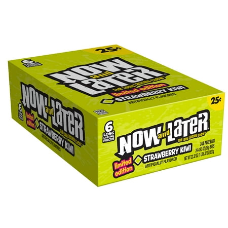 - Now and Later, Strawberry Kiwi Chewy Candy, 0.93oz (Box of 24)