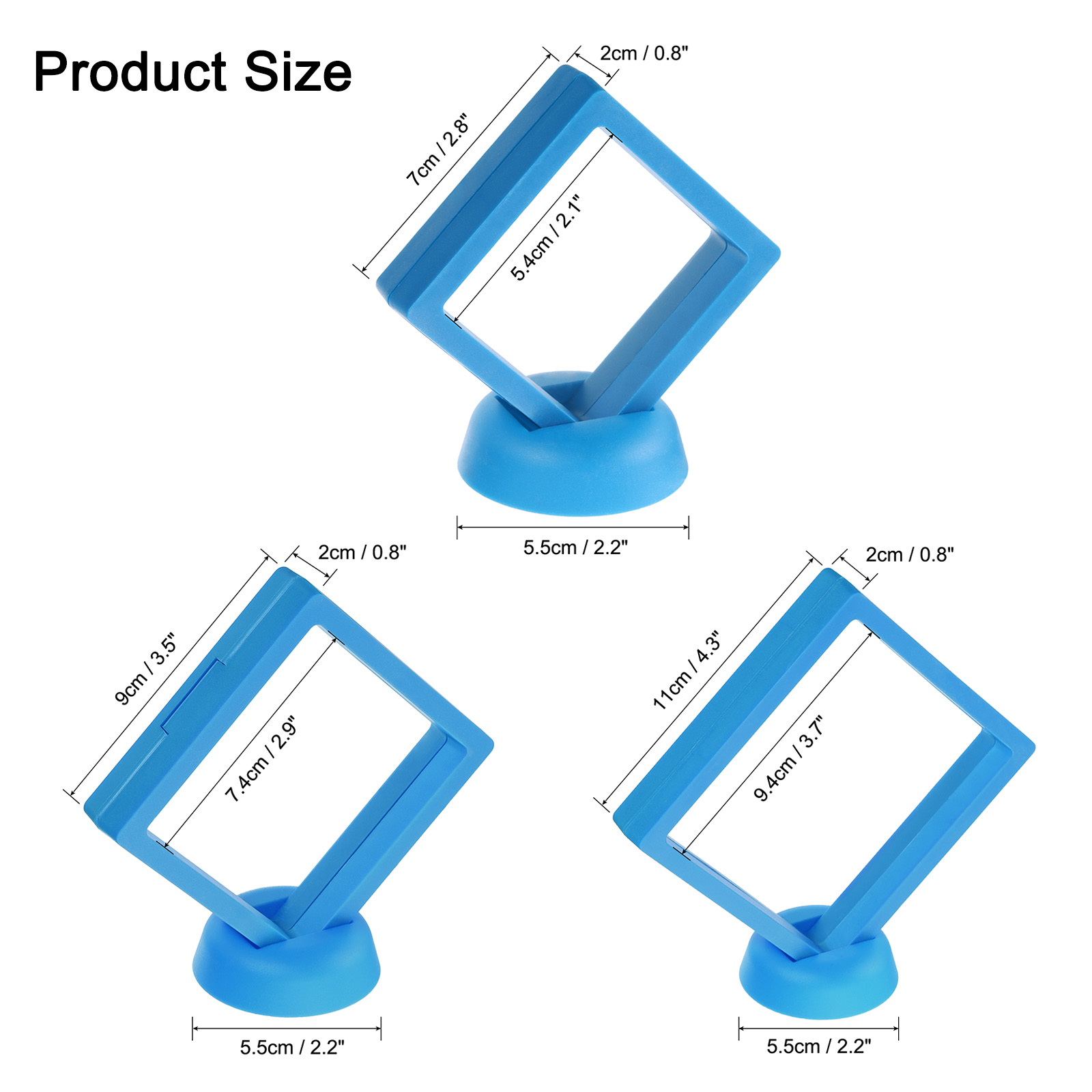 Unique Bargains 6Pcs 3D Floating Frame Display Holder Stands Sapphire Blue