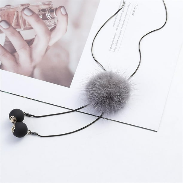 Cadena de suéter de invierno para mujer, pompón de lana, regalos de , adornos, decoración gris