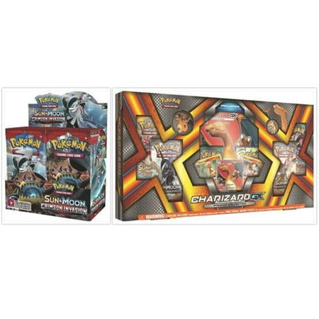 Pokemon Trading Card Game Crimson Invasion Booster Box And Charizard Gx Premium Collection Box Bundle 1 Of Each