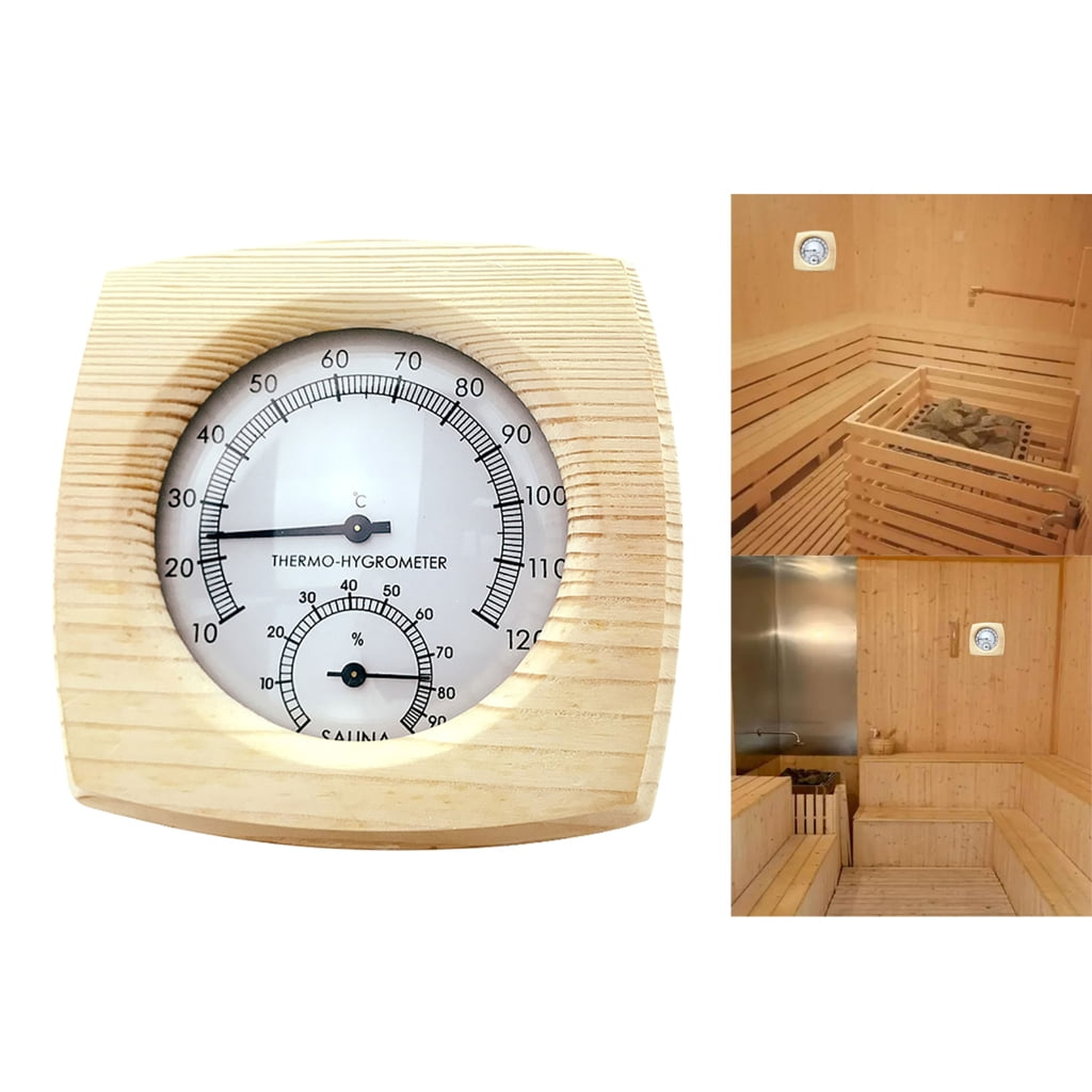 Geemin Sauna Thermometer Portable Size Wooden Sauna Room Thermometer Hygrometer Temperature Measurement Tools Accessories