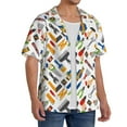 thumbnail image 2 of Lsque Home construction tools Print Men's Cuban Collar Short Sleeve Shirt Summer Beachwear Casual Button Down Fashionable Vacation Leisure Shirt-Large, 2 of 5