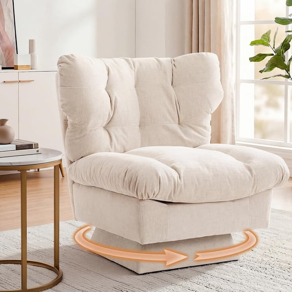 Ataucjin Swivel Accent Chair,360°Comfy Modern Sofa Chair with Oversize Base,20.8inch Extended Seat with Cozy Cotton Filling,Accent Chair for Living Room,Bedroom,Office,300Lb Max Load