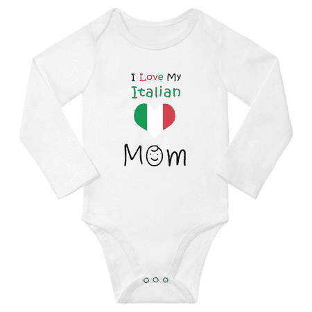 

I Love My Italian Mom Baby Long Slevve Bodysuits (White 18-24 Months)