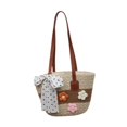 thumbnail image 3 of Bolso tote para mujer, bolso bandolera cómodo y portátil de tejido, bolso de playa Caqui, 3 of 9