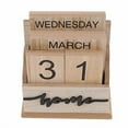 thumbnail image 2 of Wooden Calendar, Wooden Perpetual Date Desk Calendar Manual Change Calendar Retro Wood Block Calendar for Desktop Home Decor, 2 of 7