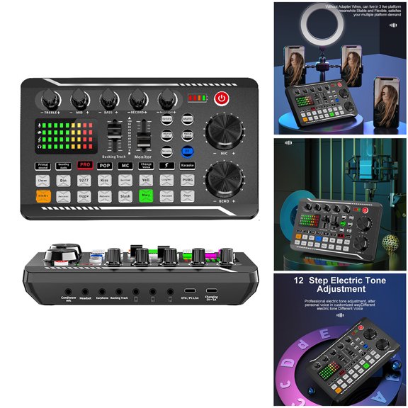 EcoNest Audio Mixer Voice Changer Sound Board Live Sound Card Noise Reduction Voice Changer Sound Mixer Podcast For Streaming Podcasting Gaming