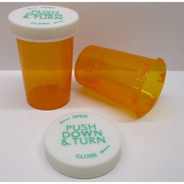 Plastic Prescription Vials/Bottles 25 Pack w/Caps Larger 20 Dram Size-New