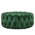 thumbnail image 4 of Round Ottoman Accent Tufted Chair , Green, Velvet, Modern Contemporary, Living Lounge Cafe Room Hotel Lobby Hospitality, 4 of 6