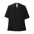thumbnail image 4 of Round Neck Tops for Women Dressy Short Sleeve Elegant Summer Peplum Pleated Flowy Casual Blouse Shirt Trendy 2025, 4 of 6