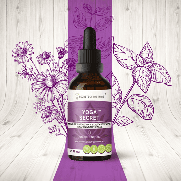 Yoga Secret Alcohol Extract, Tincture, Ashwagandha, Brahmi, Holy Basil, Gotu Kola, Chamomile. Mind Rejuvenation / Vitality Renewal /Awakening the Senses 2 oz