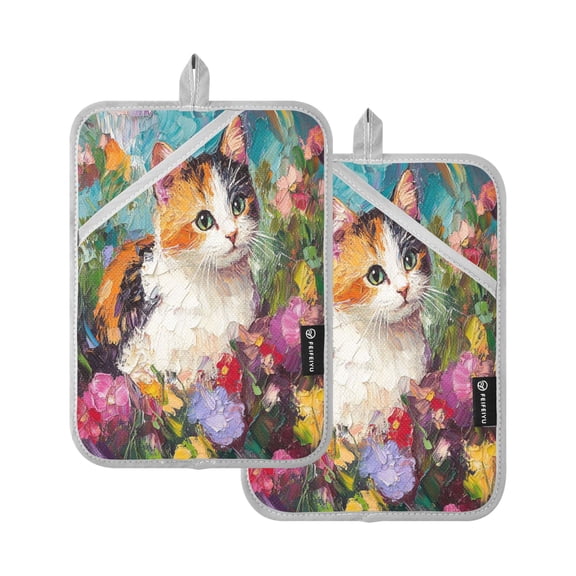 BZSMCE Pot Holder Oven Mitts Cooking Baking Floral Portrait Creative Pattern Size:7x9.8in