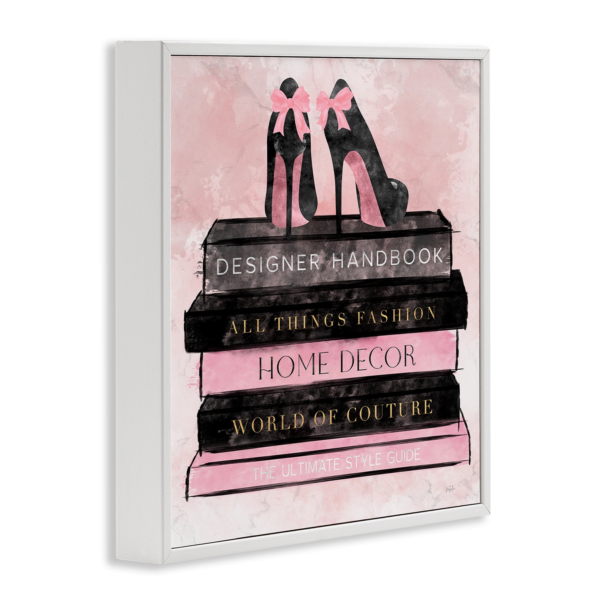 Stupell Industries All Things Fashion Book Stack White Framed Giclee Art, design by Natalie Carpentieri