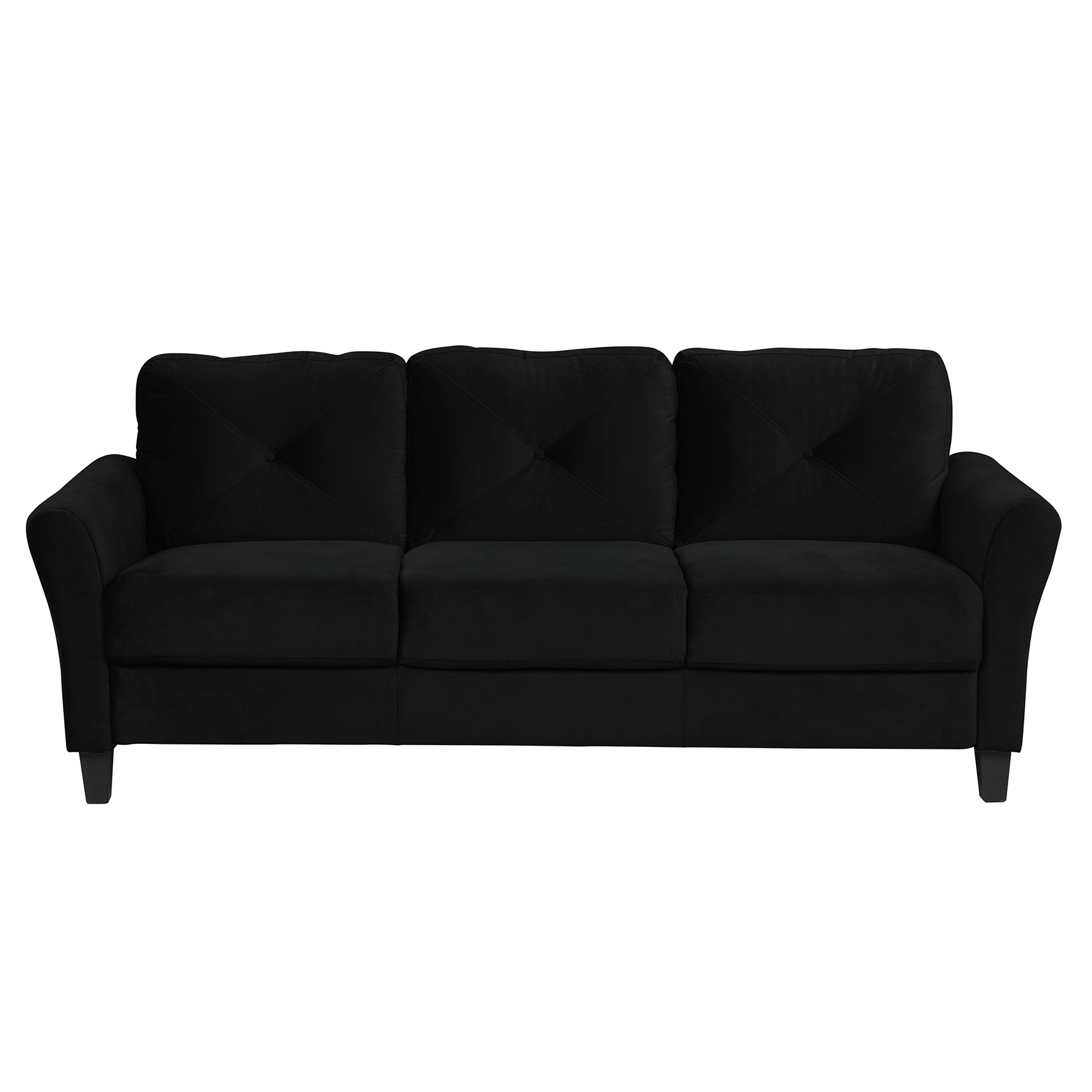 3 Seater Futon Couch Fabric Upholstered Sofa with Wood Legs, Modern