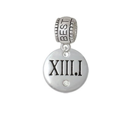 Half Marathon with Clear Crystal Roman Numeral - Best Friend Charm (Best Font For Roman Numerals)
