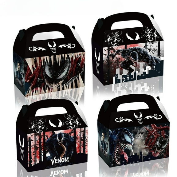 Venom Party Favor Boxes - 12 Pcs Party Favor Candy Boxes for Anime Theme Birthday Party Supplies Decor,Birthday Game Party Kraft Paper Gift Bag Decorations
