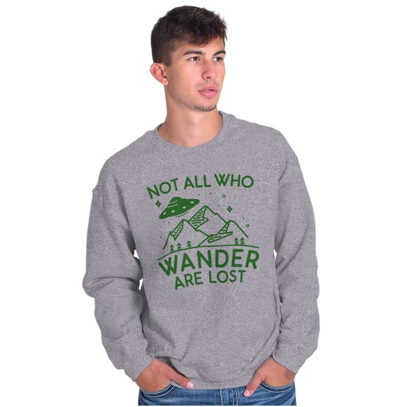 Not All Who Wonder Are Lost UFO Cute Unisex Plus Fleece Graphic Sweatshirt Brisco Brands 2X