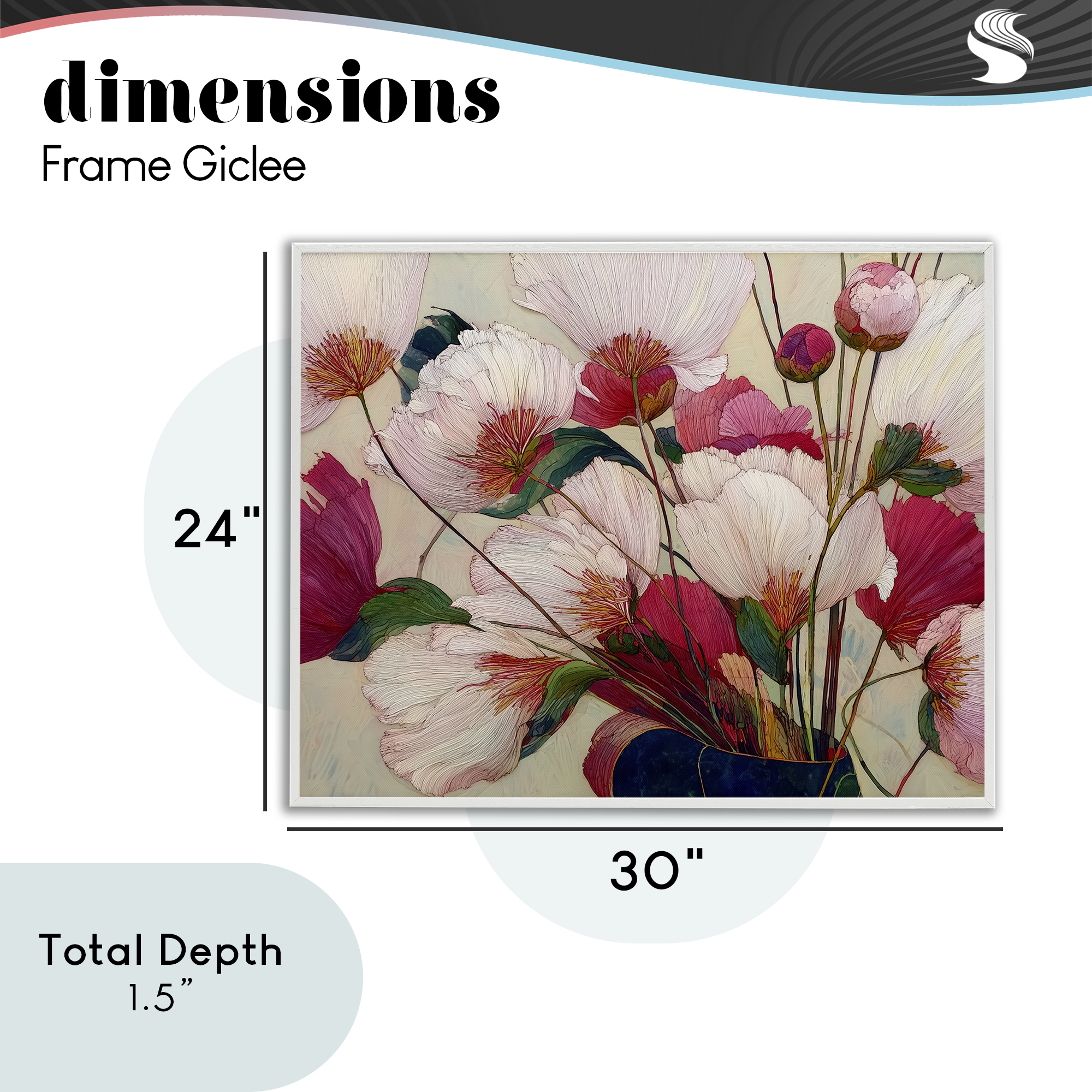 Lush Haiku Pink & White Flowers White Framed Giclee Art, design by Annabelle Hall