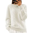 thumbnail image 1 of Avamo Chandails pour Femmes Col Rond Torsadé Chandail Hiver Chaud chandail-Over Confortable Chic Chaud Blanc G, 1 of 2