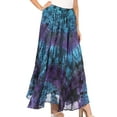thumbnail image 3 of Sakkas Ester Womens Simple Boho Maxi Full circle Tie-dye Skirt with Elastic Waist - Teal - One Size, 3 of 5
