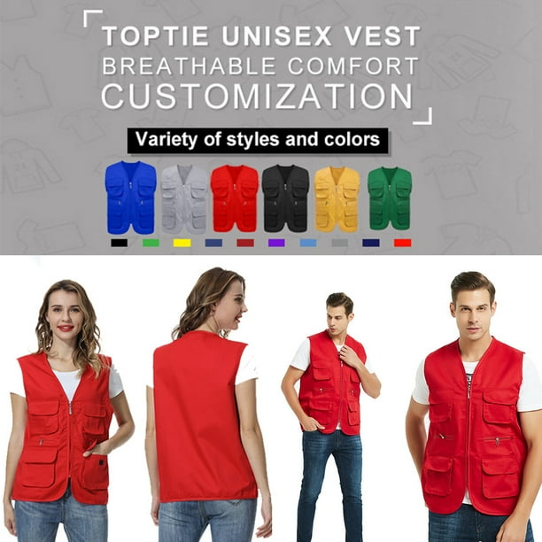 TOPTIE Adult Supermarket Volunteer Vest Travel Safari Multi-pocket